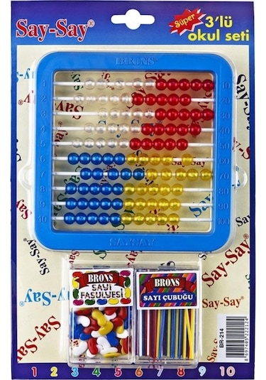 Brons Say Say 3'lü Set Abaküs.sayı Çubuğu Sayı Fasulyesi