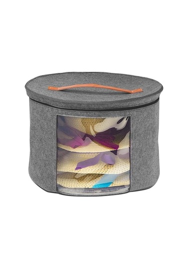 Novahub Yuvarlak Şapka Saklama Kutusu Büyük Açılır Şapka Kutusu Organizatör, Seyahat Veya Ev İçin Kapaklı Gri