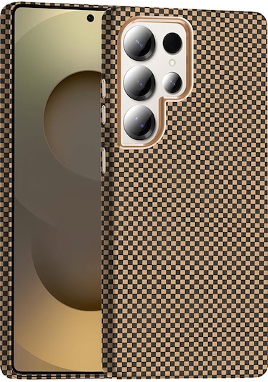 Goocamp Galaxy Uyumlu S25 Ultra Kılıf M-safe Şarj Özellikli Karbon Fiber Görünümlü Gros Kap Desert Titanyum