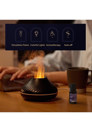 Novahub Renkli Led Alevli Nemlendirici Ve Esans Yağı Difüzörü, Romantik Hava Yumuşatıcı