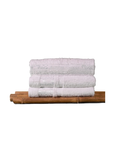 Mulberry Bambu Havlu %100 Organik Bambu Havlu Seti 50 x 90 - 6'lı Paket Premium Ultra Yumuşak Dekoratif Beyaz