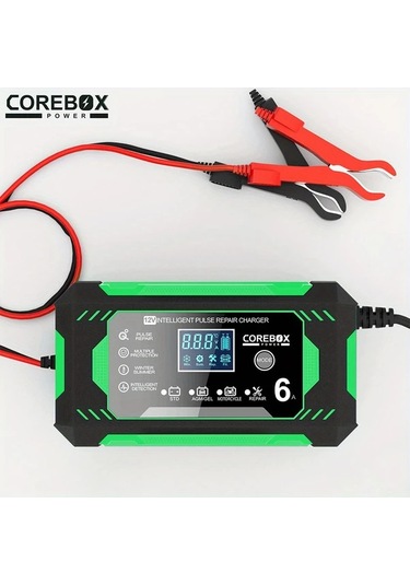 Xuweiwei Yeşil Lcd Ekranlı 12v 6a Araba Akü Şarj Cihazı Agm Derin Döngü Gel Kurşun Asit Ve Lityum Demir Fosfat Aküler İçin İdeal Akü Dahil Değil