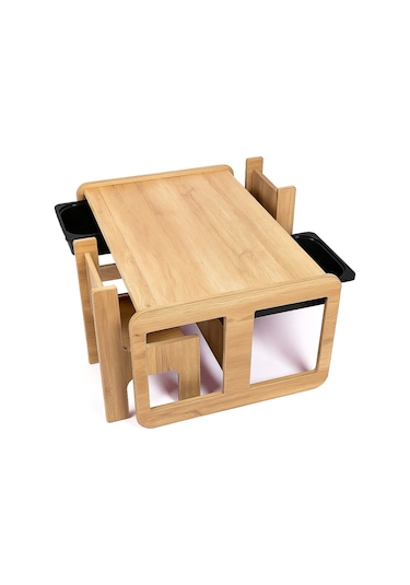 Industrial Living 2 Kişilik Çocuk Masası Ceviz Mdf-siyah Çekmece Ceviz  -  Siyah