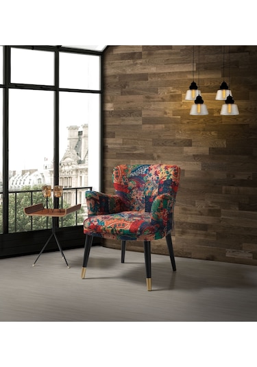 Mobilyabazari Patchwork Çay Seti Tekli Koltuk, Salon, Balkon