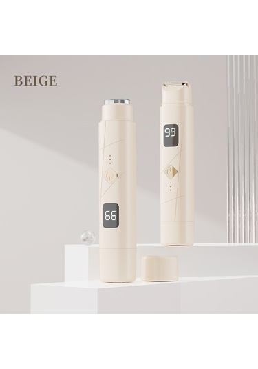 Epilatör Bayan Çift Başlı Tıraş Cihazı Özel Kasık Kılı Düzeltici Elektrikli Kazıyıcı Erkek Ve Kadın Epilasyon Aleti Çift Başlı Bej Lcd İngilizce