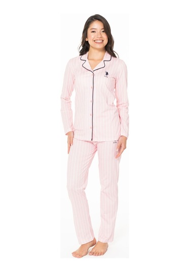 U.s Polo Assn. 20138 Kadın Uzun Kollu Gömlek Pijama Takım-pembe Pembe