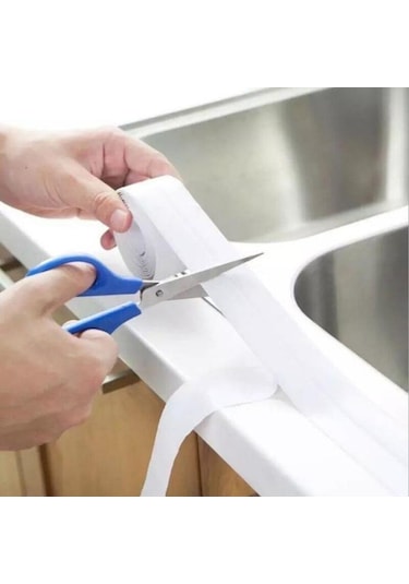 Lavabo Ve Banyo İçin Yuva Bandı, Banyo Ve Mutfak İçin Pvc Duvar Üzerinde Beyaz Kendinden Yapışkanlı Su Geçirmez Etiket 3.2m By 3.8cm