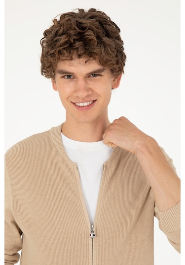 U.s. Polo Assn. Erkek Kum Melanj Hırka Triko 50293528-vr123 Kum