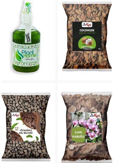 Planthome Powermix Orkide Bakım Seti 4 Lü - Çam Kabuğu - Kil Bilyesi - Coco Husk 500 ML