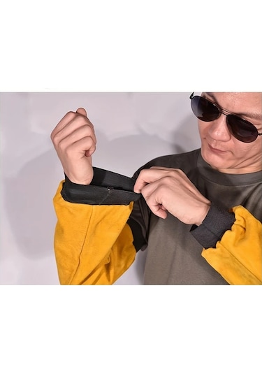 Tongdashop 2 Adet Ayarlanabilir Kaynak Kolçakları Ağır Hizmet Suni Deri Esnek Bileklikli Sarı