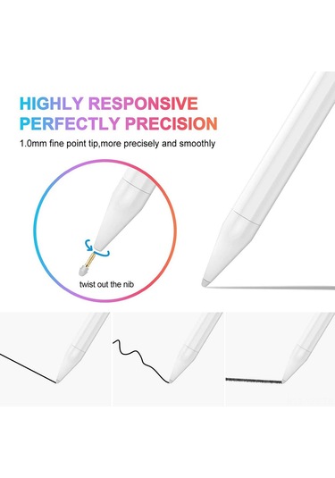 Yaozixa İpad Uyumlu İçin Aktif Kapasitif Kalem - Çizim Ve El Yazısı İçin Dokunmatik, Yanlış Dokunmayı Engelleme Özelliği, Beyaz Renk