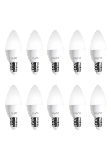 10 Adet Helios 8w Led Buji Ampul 6500k Beyaz Işık E-14 İnce Duy Avize Ampulü 10 Adet