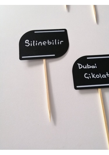 10 Adet Silinebilir Karatahta Dekoratif Siyah Etiket Saplama Çubuklu