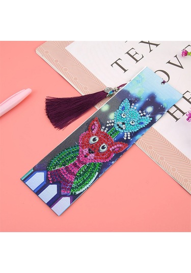 Symbee Sevimli Kedi Şekilli Deri Kitap Ayracı - 21x6cm Dıy Aksesuar