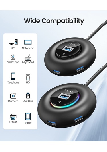 Orıco Uzatılmış 180 Cm Kablolu Usb C Hub, 4 Usb 3.0 Veri