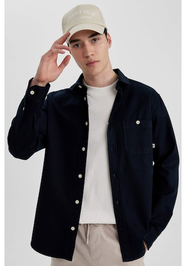 DeFacto Regular Fit Tensel Basic Düz Uzun Kollu Gömlek B3670AX24SPNV239