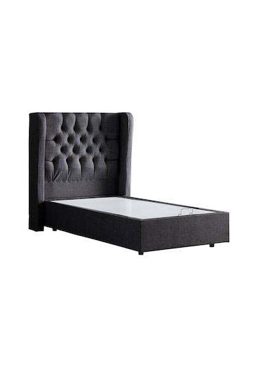 Setaymobilya Baza, Riga Tek Kişilik Baza + Başlık + Comfort Yatak, Antrasit