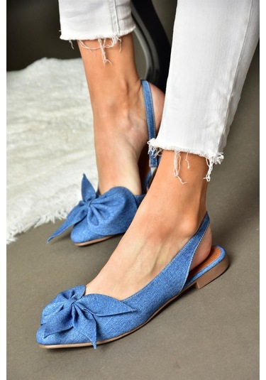 Fox Shoes H726809004 Lacivert Kot Kumaş Kadın Babet Lacivert