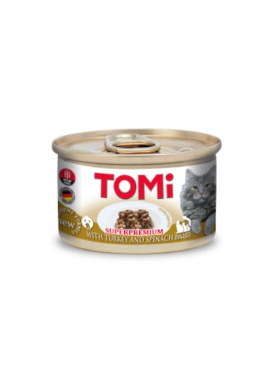 Tomi Ispanaklı Ve Hindi Etli Kedi Yaş Maması 85gr