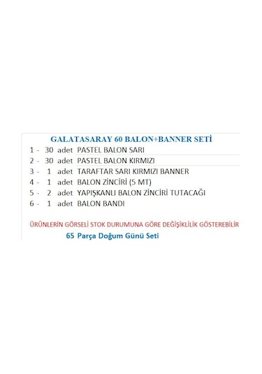 Galatasaray 60 Balon+banner Seti