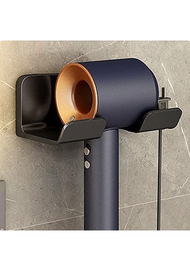 Saç Kurutma Makinesi Tutucu Duvara Monte Saç Düzleştirici Kurutma Makinesi Saç Standı Banyo Organizatör Rafları Tuvalet Organizasyon Rafları Siyah