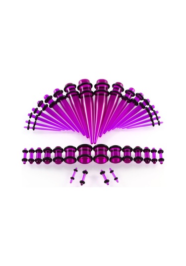 Sones 36 Adet Unisex Akrilik Kulak Genişletme Kulak Genişletici 14g-00g Aksesuar Seti Şeffaf Mor Çok Renkli
