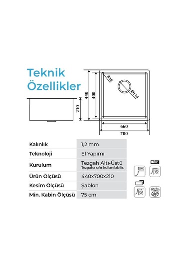 Crauf Stella 4470 Pvd Inox Paslanmaz Çelik Mutfak Eviyesi Inox  - Mor