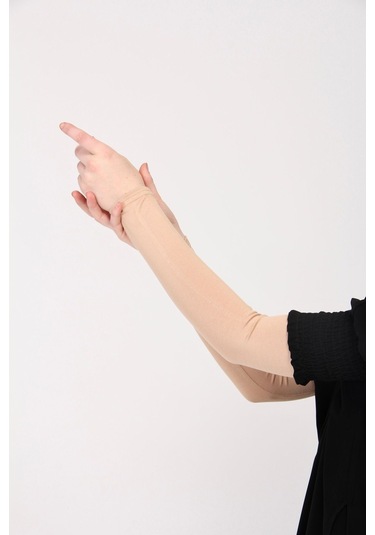 Likralı Kaymayan Kurtarıcı 1 Çift Tesettür Kolluk Bej