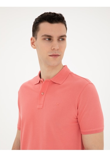 Pierre Cardin Erkek Mercan Tişört Basic 50280754-vr186 Narçiçeği