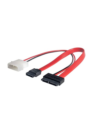 Mini Sata Slimline Sata 6+7 13 Pin To Sata 4 Pin Molex Power Kablo 50cm