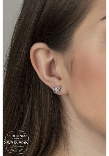 Union Swarovski Zirconia Kadın 1.12 Karat Pırlanta Montür Tektaş Gümüş Küpe