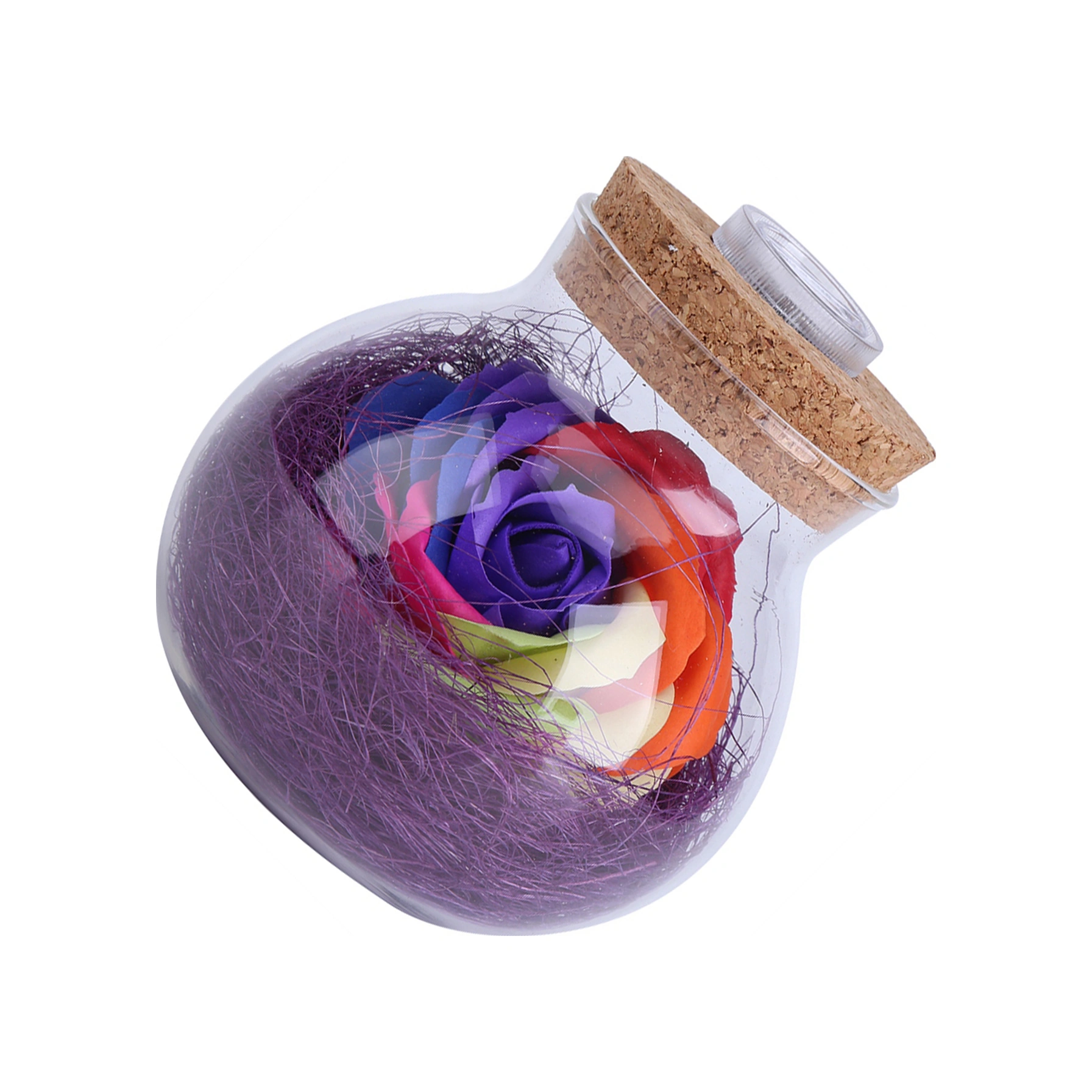 Hangfox Mor Renkli Ölümsüz Gül Işıklı Şişe, 13 Renkli Rgb Led Ve Uzaktan Kumanda İle Ev Dekorasyonu Hediyesi Mor