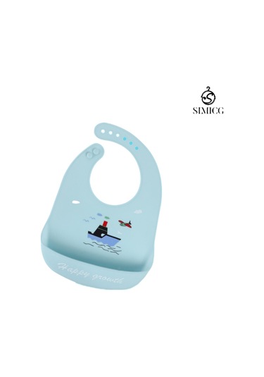 Açık Mavi Renk Gemi Ve Uçak Desenli Silikon Önlük