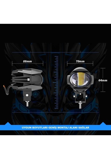 2 Adet Motosiklet Led Lazer Sis Farı Delici Modifiye Beyaz Sarı Çift Renk 12-80 Volt