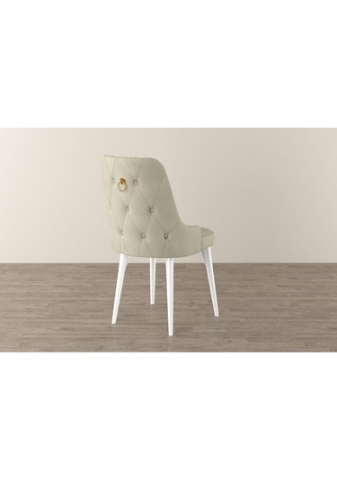 Mona Beyaz Mermer 80x132 Açılabilir Mdf Masa Yemek Odası Takımı, Mutfak Takımı 6 Adet Sandalye Beyaz Mermer - 6 Krem - Beyaz Ayak