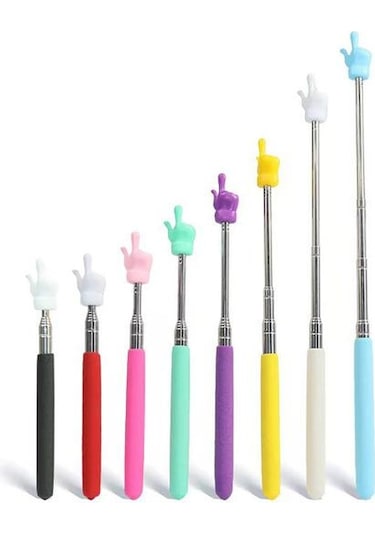 Parmak Okuma Çubuğu Geri Çekilebilir Paslanmaz Çelik Hafif Taşınabilir Öğretim Çubuğu Beyaz Tahta İşaretçi El Sunumu Teleskopik Çubuk