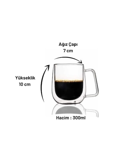 Perotti 12469 Double Wall Çift Cidarlı Cam Kupa Bardak 300 ML