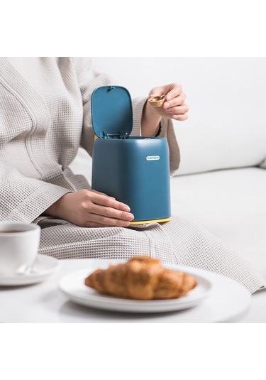 Sones Masaüstü Çöp Kutusu Ofis Elbise Makyaj Masası Oturma Odası Ev Mini Saklama Kutusu Koyu Mavi