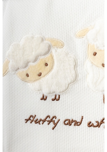 Bebitof Kuzu Desenli 10 Parça Zıbın Seti Yenidoğan Hastane Çıkışı Ekru