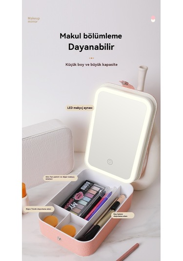 Aurora Süskutusu Led Makyaj Aynasıdepolama Pembe