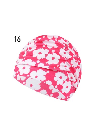 Baskılı Spor Aksesuarları Elastik Naylon Türban Uzun Saç Koruma Havuz Banyo Şapkaları Yüzme Kap 16 Çok Renkli