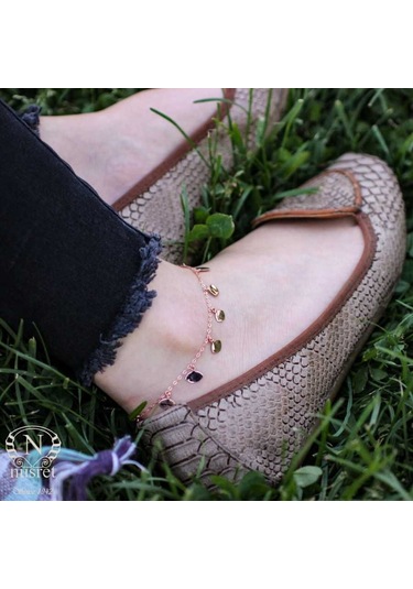 Nusret 925 Ayar Rose Gümüş Göz Model Halhal Rose Gold