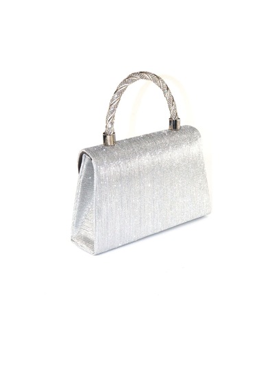 Lazer Kumaş Gümüş Abiye Çanta Taşlı Kadın Abiye Çanta Abiye Çanta Gümüş Düğün El Gri Abiye Çanta