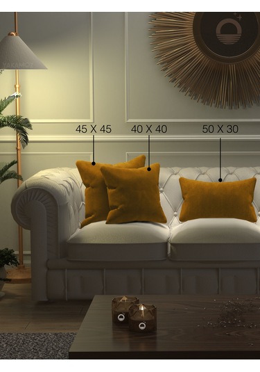 Br Yakamoz Balpeteği Sarısı Kırlent , Yastık Kılıfı Kadife Görünümlü Velvet Touch Serisi Balpeteği Sarısı