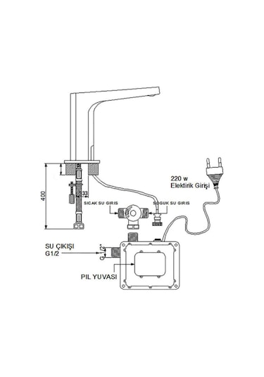 Newarc 517523 Aqua Fotoselli Lavabo Bataryası