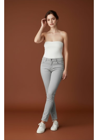 Skinny Kalıp Kadın Pantolon-byn-36000 Gri
