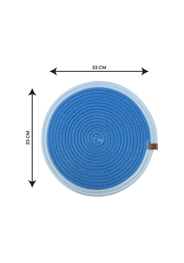 6 Lı Yuvarlak Supla Takımı Kolay Temizlenebilir, Modern Sofralar İçin Mavi - Beyaz