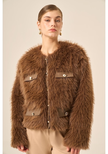 Ftz Women Kadın Peluş Mont Kahve 31241 Kahverengi
