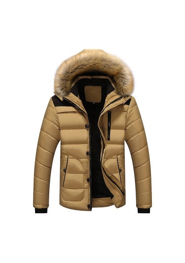 Erkek Polar Soğuk Dayanıklı Kapüşonlu Mont Haki