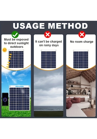 Xuweiwei 1 Takım Güneş Enerjili Şarj Paneli 14.48x29.97 Cm Taşınabilir Usb Şarj Cihazı Kampçılık Karavan Telefon Power Bank Fan El Feneri Ip44